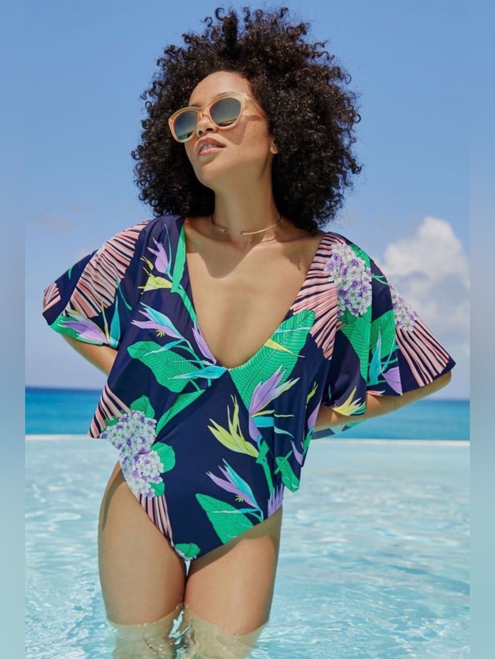 NWT Trina Turk Midnight Paradise One Piece Swimsuit Size 8